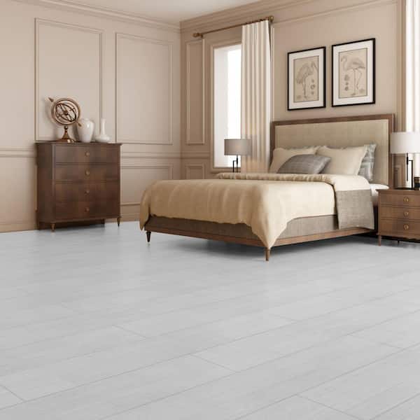 White 12MIL 36in. L x 6in. W Waterproof Peel and Stick Vinyl Flooring (54sq. ft./Box)