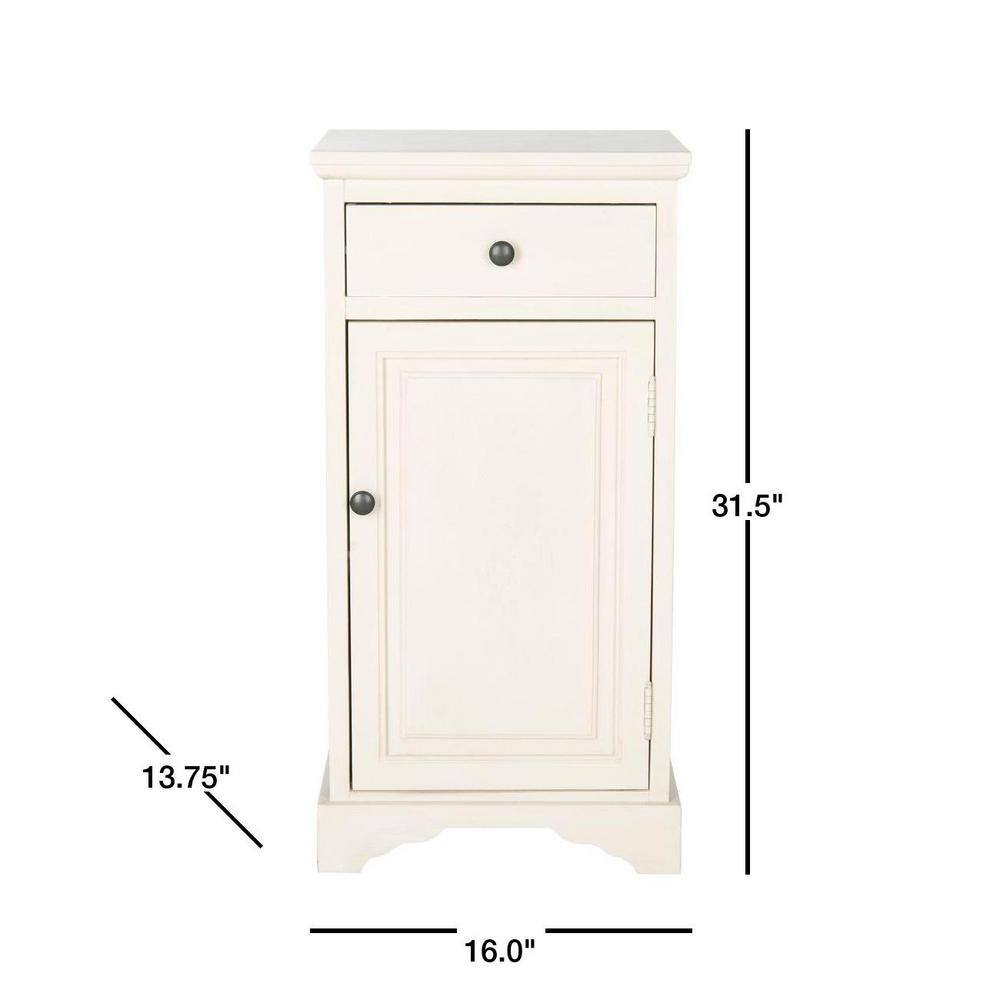 Transitional Hector White Pine Slim Storage Cabinet with Drawer