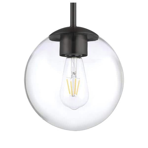 Auresa Mini Globe Pendant Light in Coal Black with Clear Glass