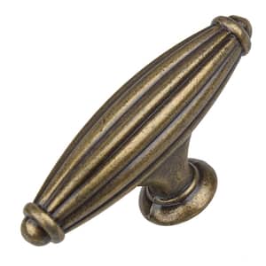 2-1/2 in. Antique Brass Fluted Cabinet Drawer Knobs (10-Pack)