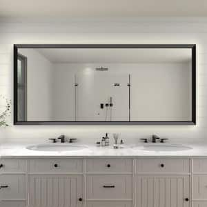 Shaila 72 in. W x 32 in. H Rectangular Metal Framed Wall Bathroom Vanity Mirror Black