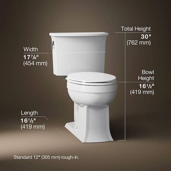 Archer 12 in. Rough In 2-Piece 1.28 GPF Single Flush Elongated Toilet in White Seat Not Included