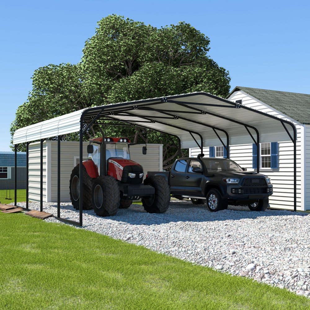 VEIKOUS 20 ft. W x 20 ft. D Carport Metal Car Canopy and Shelter