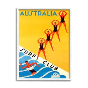 "Retro Pop Australian Surf Club Advertisement Yellow Blue" by Marcus Jules Framed Nature Wall Art Print 11 in. x 14 in.