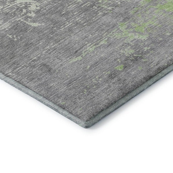 Mayfield Premium Machine Washable Abstract AMF1777 Aloe 2 ft. 3 in. x 7 ft. 6 in. Runner Rug