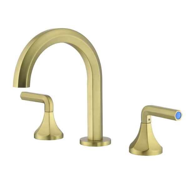 Flynama 8 in. Widespread Double Handle Bathroom Faucet in Brushed Gold