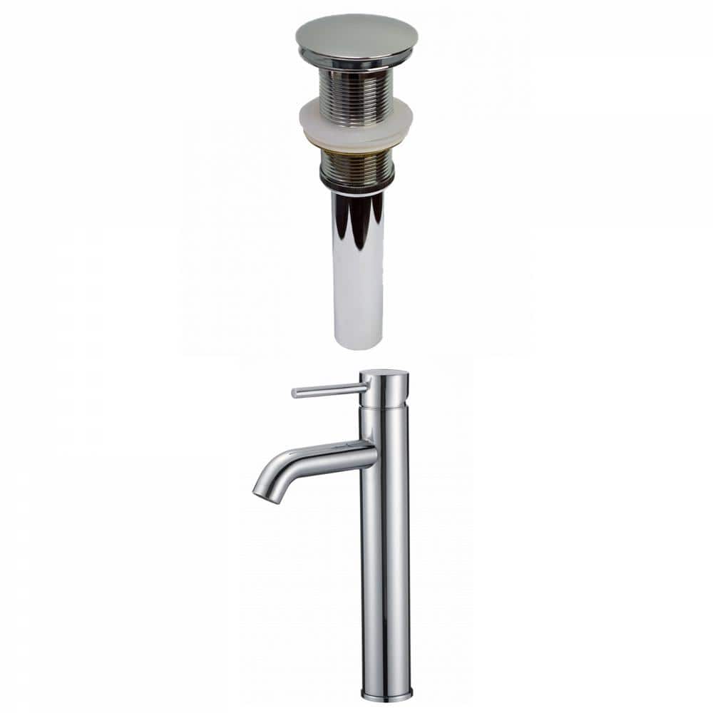 Katrina Single Handle Vessel Sink Faucet with Pop-Up Drain in Brushed Chrom