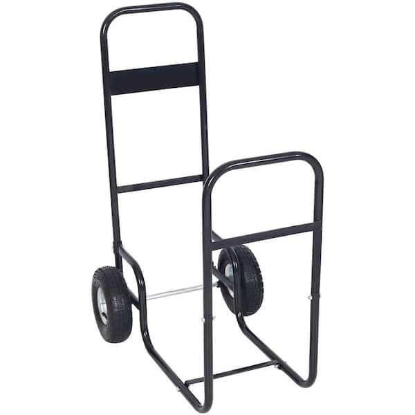 Otryad Firewood Cart, fireplace log rolling cart, wood rack with pneumatic wheels, Serving Cart