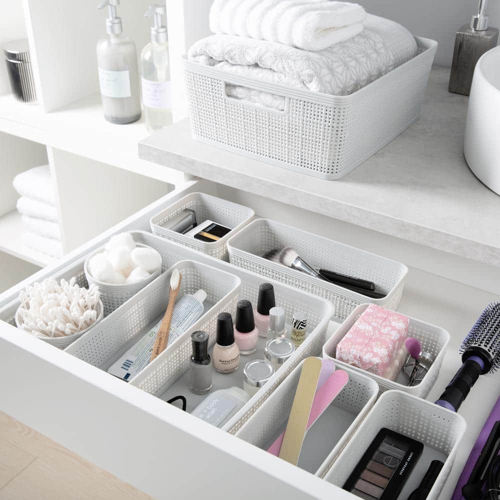 White Plastic Multipurpose Drawer Organizer Set, 10-Pack
