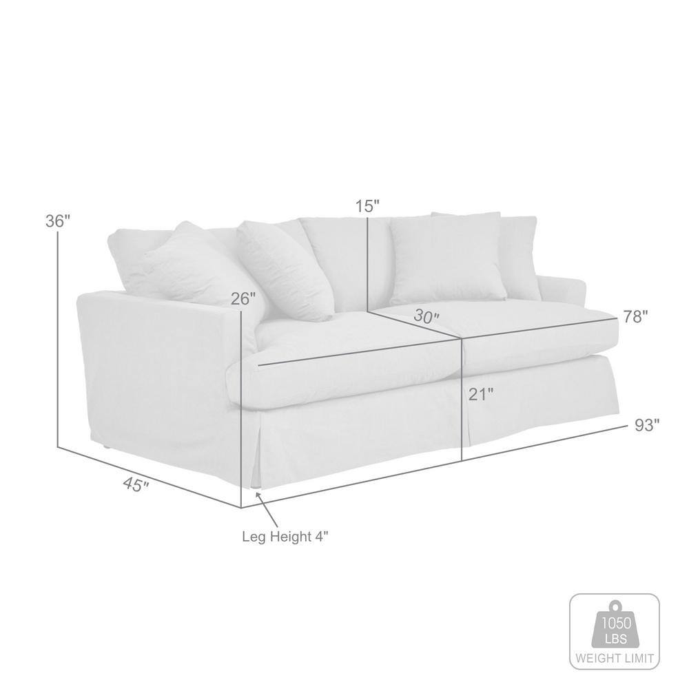 Ciara 93" Pearl Upholstered Sofa with Removable Cushions