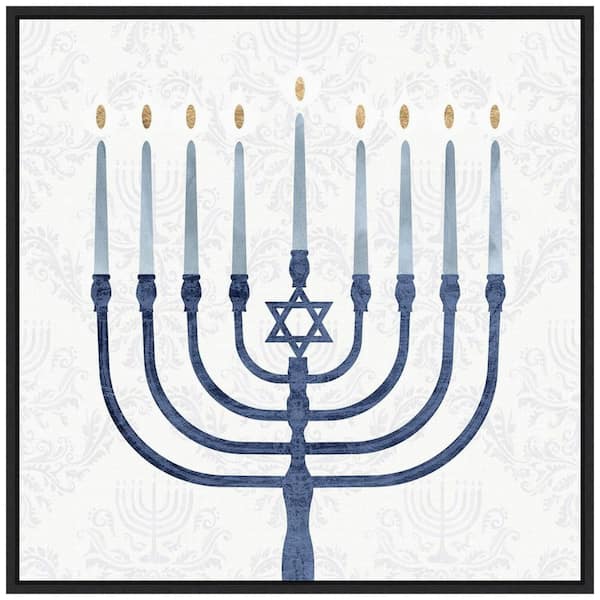 Amanti Art 22 in. Sophisticated Hanukkah II Christmas Holiday Framed Canvas Box Wall Art