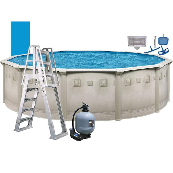 AQUARIAN Palisades 24 ft. Round 52 in. D Above Ground Hard Sided Pool Package