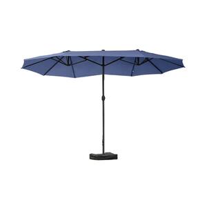 15 ft. Steel Outdoor Double Sided Market Umbrella in Blue