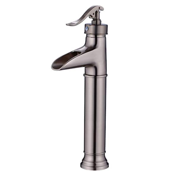 Unbranded Single Handle 1 Hole Deck-Mounted Bathroom Sink Faucet with Cartridge Valve, Hot Cold Water Mixer Tap in Brushed Nickel