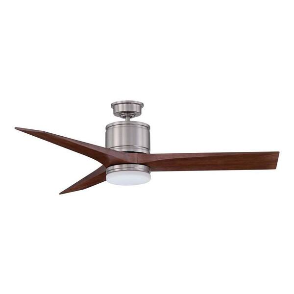 Designers Choice Collection Woodstock 52 in. Satin Nickel Ceiling Fan with Carved Wood Blades