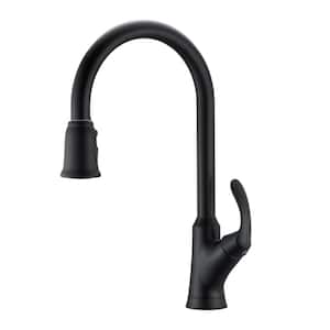 Stilleto Single Handle Pull-Down Sprayer Kitchen Faucet with Accessories in Rust and Spot Resist in Matte Black