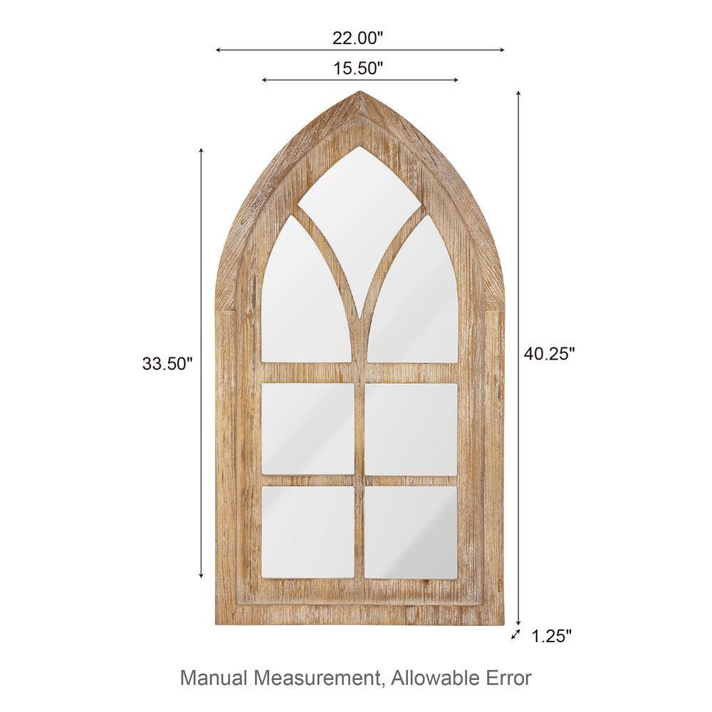 Rustic Arch Full-Length Natural Wood Wall Mirror 40"x22"