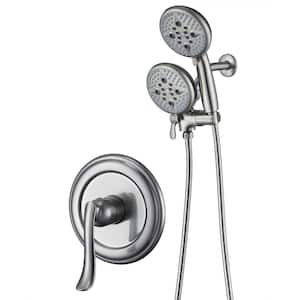 Single-Handle 24-Spray Shower Faucet and Handheld Shower Combo with 5 in. Shower Head in Brushed Nickel