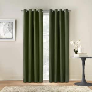 Alpine Olive Polyester Solid 52 in. W x 63 in. L Grommet Indoor Blackout Curtain (Single Panel)