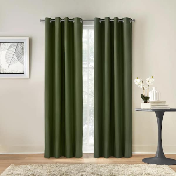 Unbranded Alpine Olive Polyester Solid 52 in. W x 63 in. L Grommet Indoor Blackout Curtain (Single Panel)