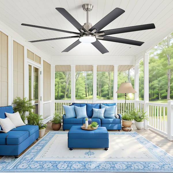 FIRHOT 66in. LED Indoor Brushed Nickel Ceiling Fan with App&Remote