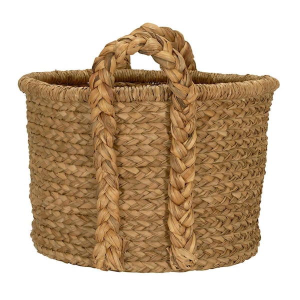 18.5 in x 20 in. Water Hyacinth Soft Basket with Braided Handles
