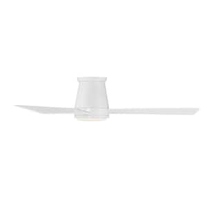 Hug 52 in. 3000K Integrated LED Indoor/Outdoor Matte White Smart Compatible Ceiling Fan with Light Kit and Remote