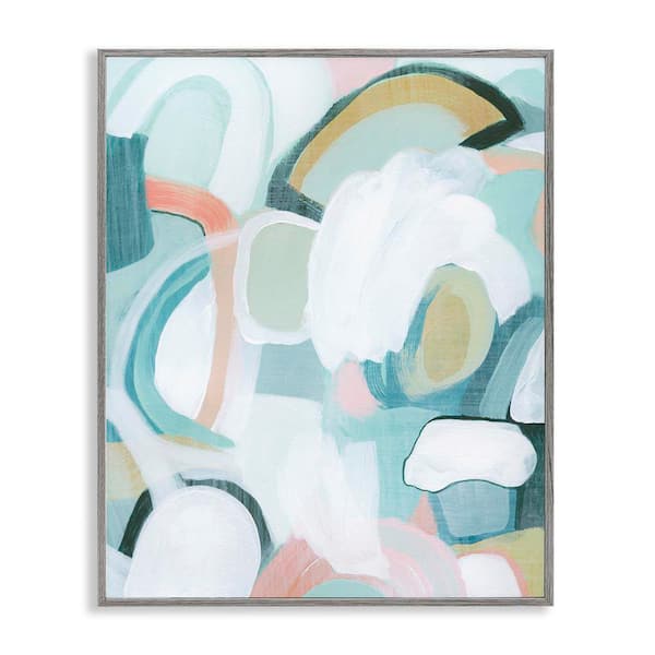 Stupell Industries Pastel Arched Forms by Grace Popp Gray Framed Abstract Giclee Art Print 14 in. x 11 in.