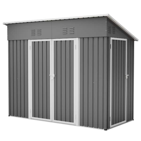 AECOJOY 8 ft. W x 6 ft. D Metal Shed with Double Lockable Door in