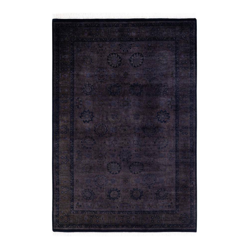 Solo Rugs One-of-a-Kind Contemporary Black 4 ft. x 6 ft. Hand Knotted ...