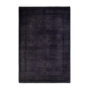 One-of-a-Kind Contemporary Black 4 ft. x 6 ft. Hand Knotted Overdyed Area Rug