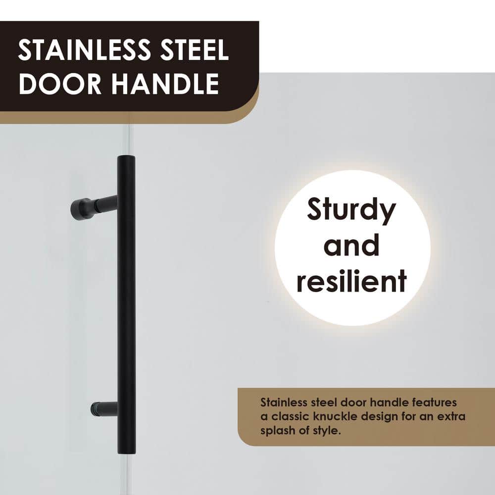 Matte Black Frameless Sliding Tub Door with Clear Glass