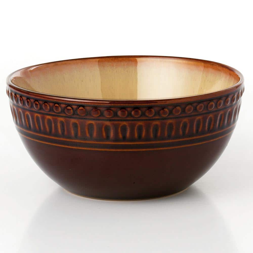 Rustic Brown and Caramel Ceramic 16-Piece Dinnerware Set