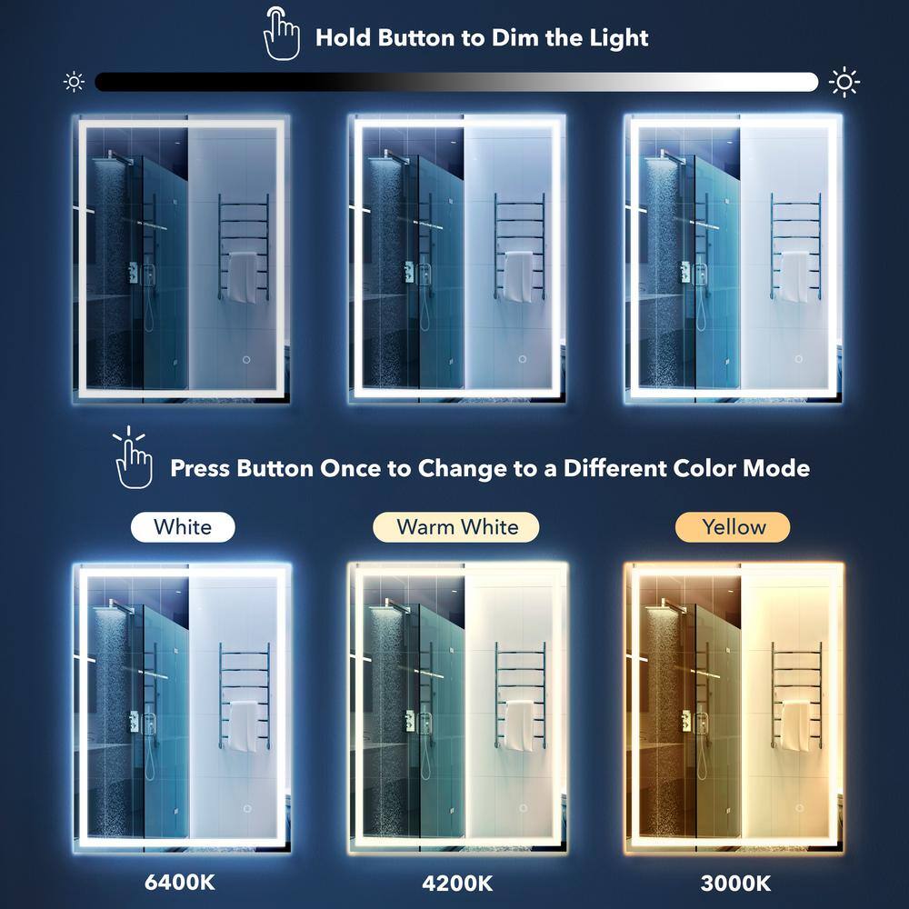 Pax 40" x 36" Polished Frameless LED Bathroom Vanity Mirror