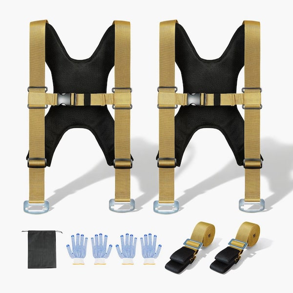 Moving Straps, Supports up to 1000 lbs., 2-Person Lifting and Moving System with 2 Harness Straps&2 Load-bearing Straps