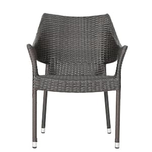 Mirage Stacking Mix Mocha Faux Rattan Outdoor Dining Chairs (4-Pack)