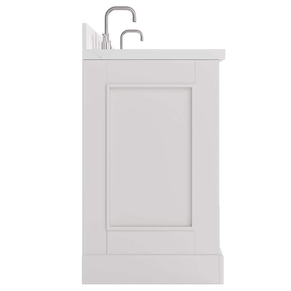 Stafford 72" White Double Vanity with Carrara Marble Top