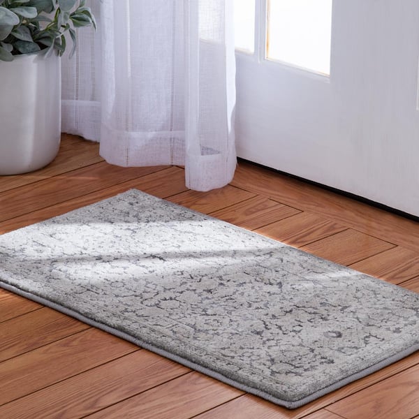 Skyline Floral Gray 2 ft. x 7 ft. Rectangle Indoor Runner Rug