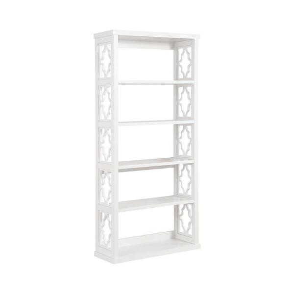 Coaster Home Furnishings 66.75 in. White Wood 5-Shelf Trellis Bookcase