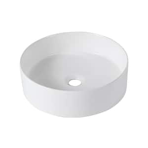 15.7 in. W x 4.7 in. H Glossy White Ceramic Round Bathroom Vessel Sink