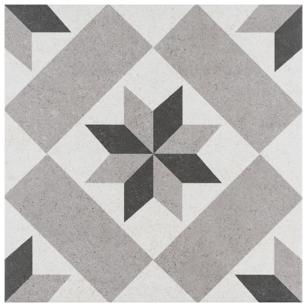 Merola Tile Vintage Star Grey 9-3/4 in. x 9-3/4 in. Porcelain Floor and Wall Tile (10.88 sq. ft./Case)