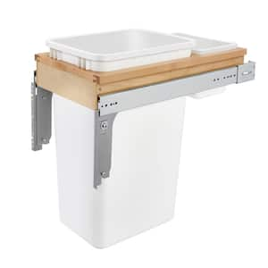 White Single Pull Out Top Mount Trash Can 50 qt.