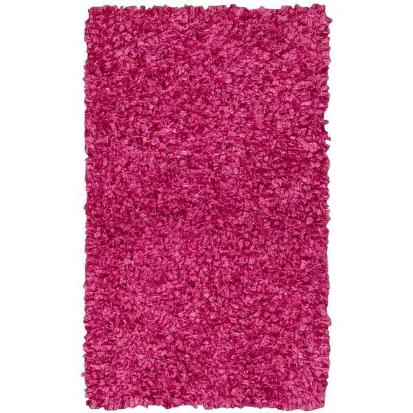 Nourison Shag Bright Pink 2 ft. x 4 ft. Geometric Glam Area Rug