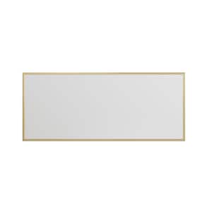 72 in. W x 30 in. H Large Rectangular Single Aluminum Framed Wall Mount Bathroom Vanity Mirror in Gold