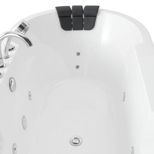 Empava Modern 34.2-in x 67-in White Acrylic Oval Freestanding Whirlpool Tub  with Faucet, Hand Shower and Drain (Center Drain) at