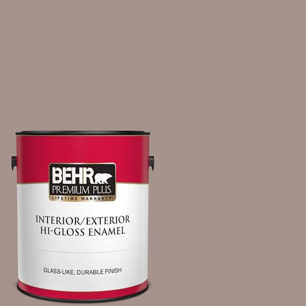 BEHR PREMIUM PLUS 1 gal. #740B-4 Suede Leather Hi-Gloss Enamel Interior/Exterior Paint