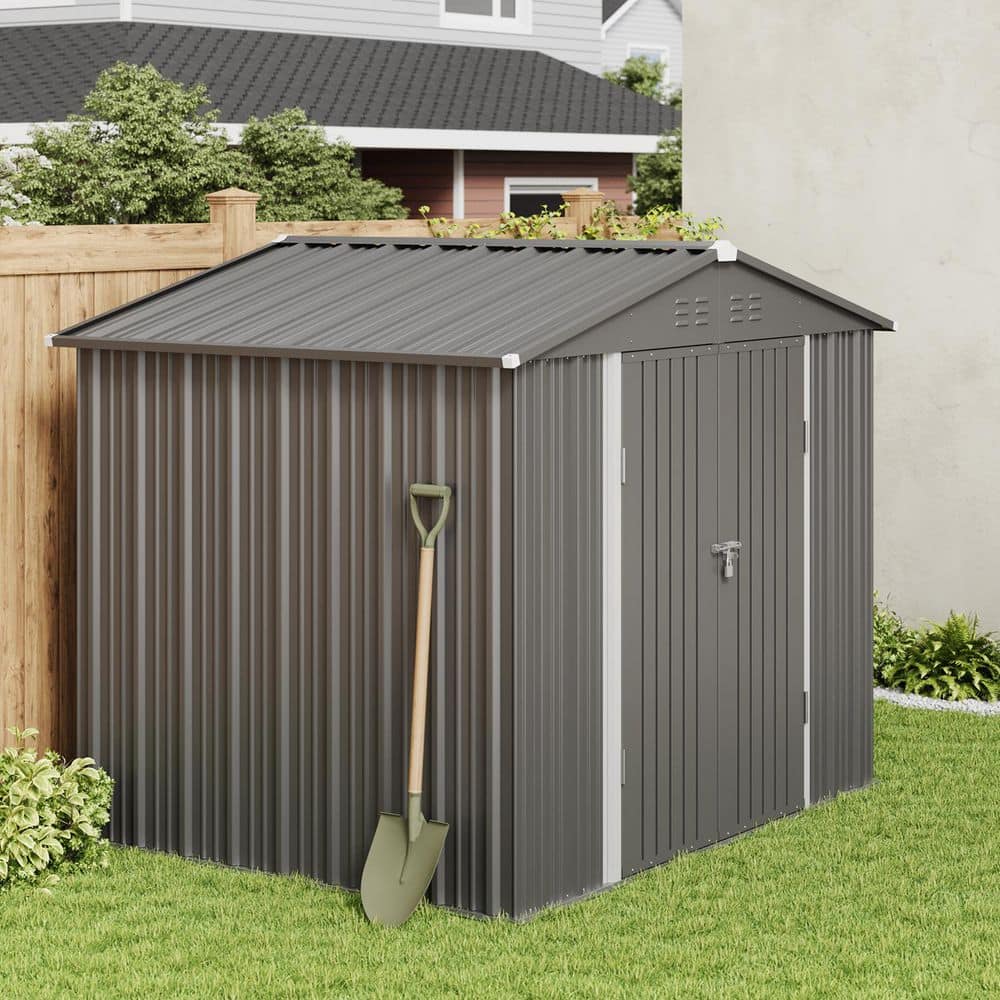 Lofka 8 x 6 ft. (48 sq. ft.) Galvanized Metal Garden Shed with
