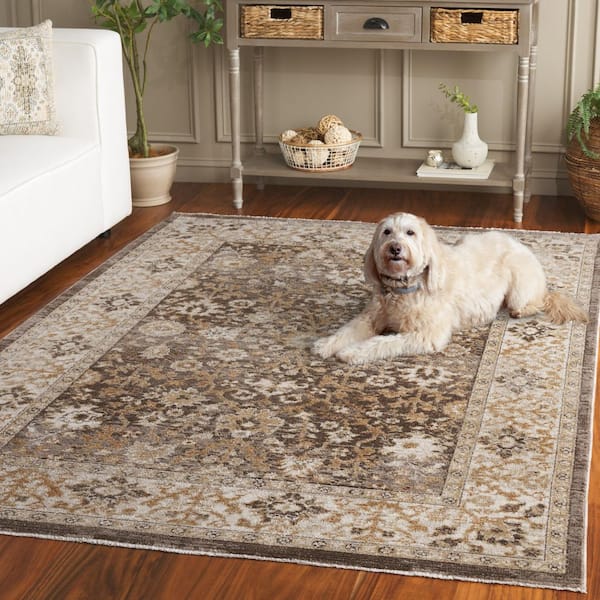 SAFAVIEH Hazel 8 ft. x 10 ft. Brown/Ivory Floral Medallion Area