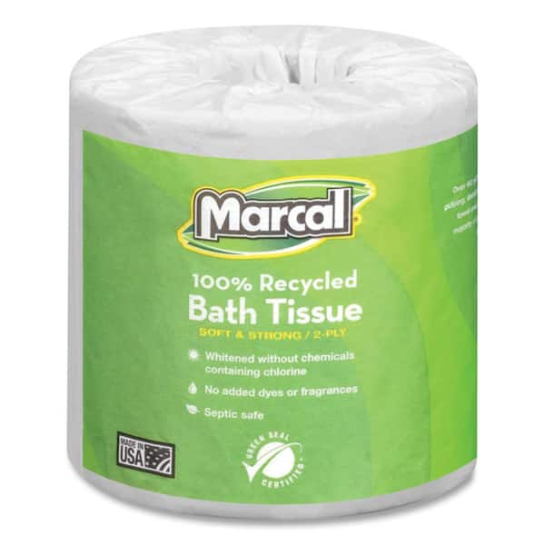 Marcal 4.1 in. x 3.7 in. Sheet White Bath Tissue 2-Ply (48 Rolls)