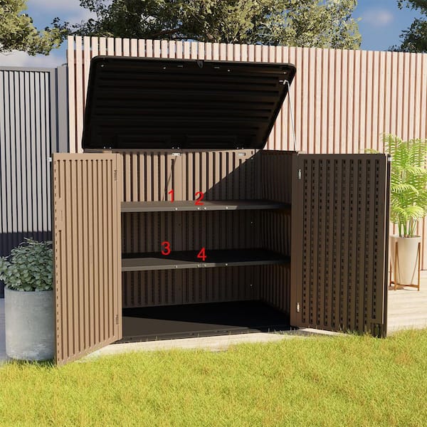 4 ft. 5 in. W x 2 ft. 10.3 in. D x 3 ft. 11 in H Large Plastic Resin Outdoor Storage Cabinet Shed with 2-Shelves